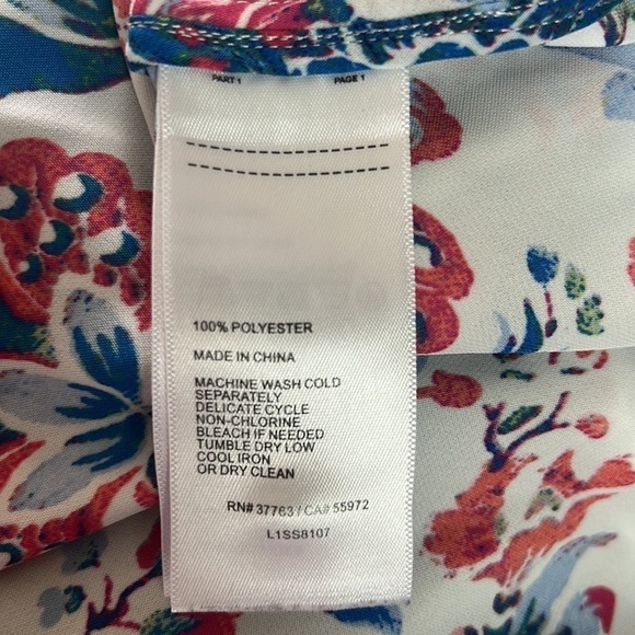 Laundry By Shelli Segal Floral Ruffle SideTie Short Sleeve Top Size L - Picture 11 of 15